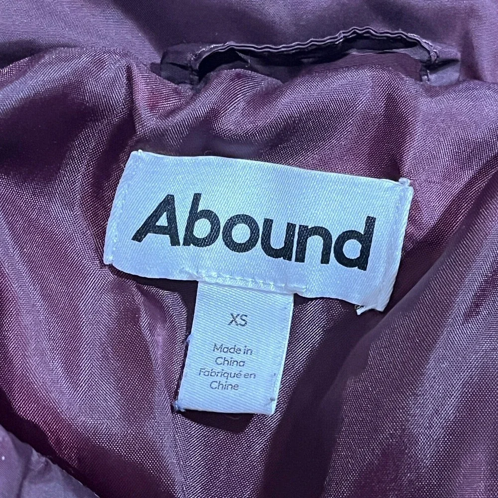 Abound Bomber Jacket Crop Womens XS Burgundy‎ Long Sleeves Full Zip Insulated